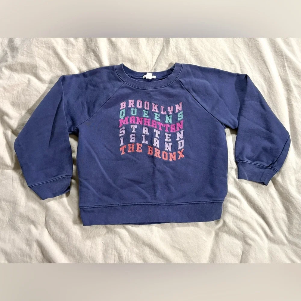 J Crew Girls Boroughs of New York Crewneck Sweatshirt size M (8-9)
